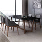 Matte Black Top Dinette Table with Wooden Frame Modern Indoor Dining Table