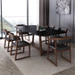 Matte Black Top Dinette Table with Wooden Frame Modern Indoor Dining Table