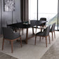 Matte Black Top Dinette Table with Wooden Frame Modern Indoor Dining Table
