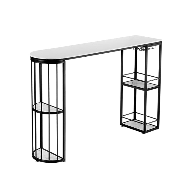 Marble Bar Table Double Pedestal Dining Table for Kitchen Living Room Clearhalo 'Bar Furniture' 'Bar Tables' 'bar_tables' 'furn' 'furn_bar_tables' 'Furniture' 'Kitchen & Dining Furniture' 7321778