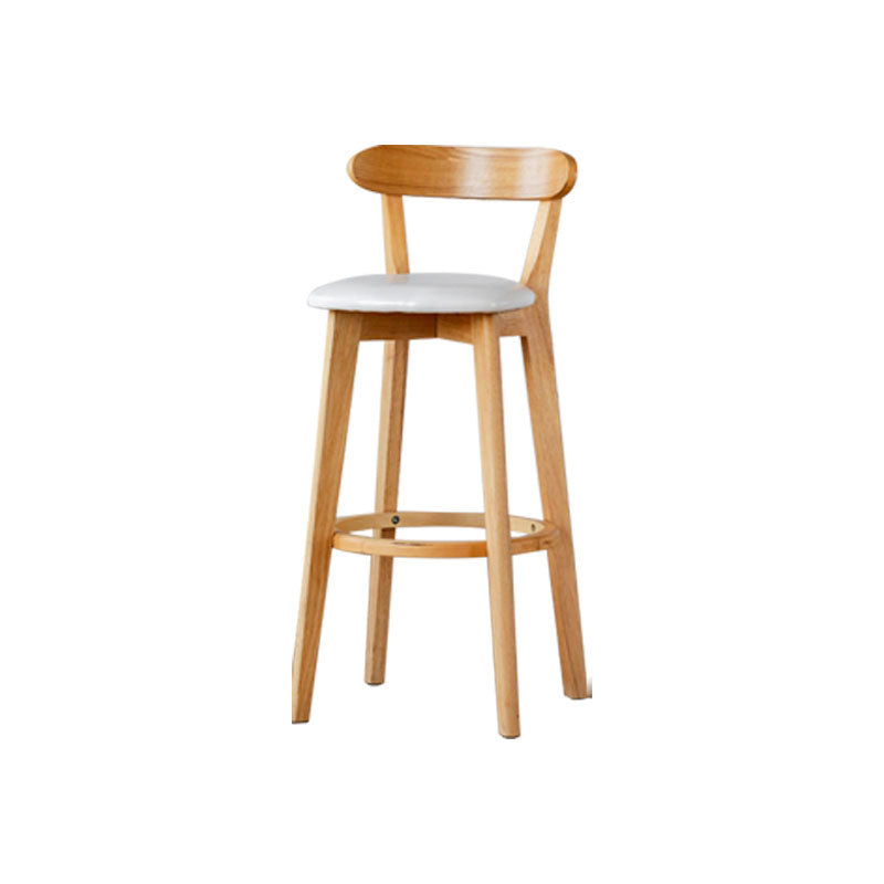 Nordic Solid Wood Bar Stools Upholstered Indoor Bar Stool with Natural Base White 1 Piece Clearhalo 'Bar Furniture' 'Bar Stools' 'bar_stools' 'furn' 'furn_bar_stools' 'Furniture' 'Kitchen & Dining Furniture' 7321979