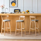 Nordic Solid Wood Bar Stools Upholstered Indoor Bar Stool with Natural Base Clearhalo 'Bar Furniture' 'Bar Stools' 'bar_stools' 'furn' 'furn_bar_stools' 'Furniture' 'Kitchen & Dining Furniture' 7321980