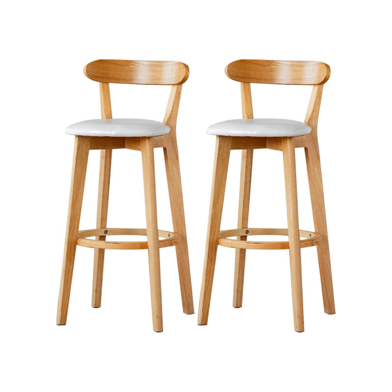 Nordic Solid Wood Bar Stools Upholstered Indoor Bar Stool with Natural Base White 2 Piece Set Clearhalo 'Bar Furniture' 'Bar Stools' 'bar_stools' 'furn' 'furn_bar_stools' 'Furniture' 'Kitchen & Dining Furniture' 7321981