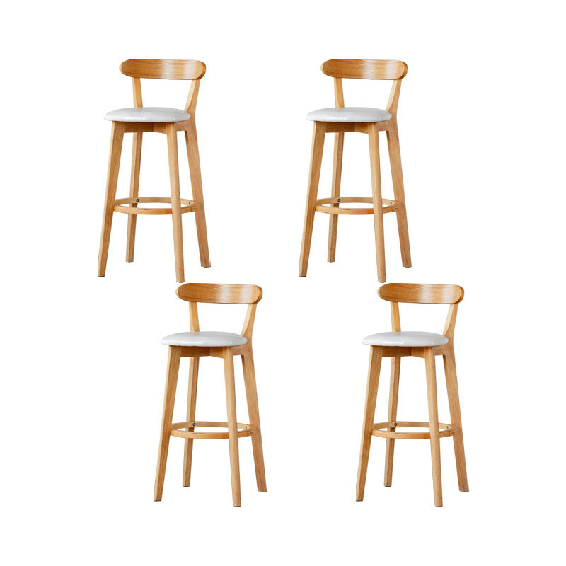 Nordic Solid Wood Bar Stools Upholstered Indoor Bar Stool with Natural Base White 4 Piece Set Clearhalo 'Bar Furniture' 'Bar Stools' 'bar_stools' 'furn' 'furn_bar_stools' 'Furniture' 'Kitchen & Dining Furniture' 7321983
