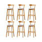 Nordic Solid Wood Bar Stools Upholstered Indoor Bar Stool with Natural Base White 6 Piece Set Clearhalo 'Bar Furniture' 'Bar Stools' 'bar_stools' 'furn' 'furn_bar_stools' 'Furniture' 'Kitchen & Dining Furniture' 7321985
