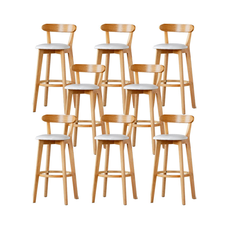 Nordic Solid Wood Bar Stools Upholstered Indoor Bar Stool with Natural Base White 8 Piece Set Clearhalo 'Bar Furniture' 'Bar Stools' 'bar_stools' 'furn' 'furn_bar_stools' 'Furniture' 'Kitchen & Dining Furniture' 7321987