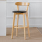 Nordic Solid Wood Bar Stools Upholstered Indoor Bar Stool with Natural Base Black 1 Piece Clearhalo 'Bar Furniture' 'Bar Stools' 'bar_stools' 'furn' 'furn_bar_stools' 'Furniture' 'Kitchen & Dining Furniture' 7321989