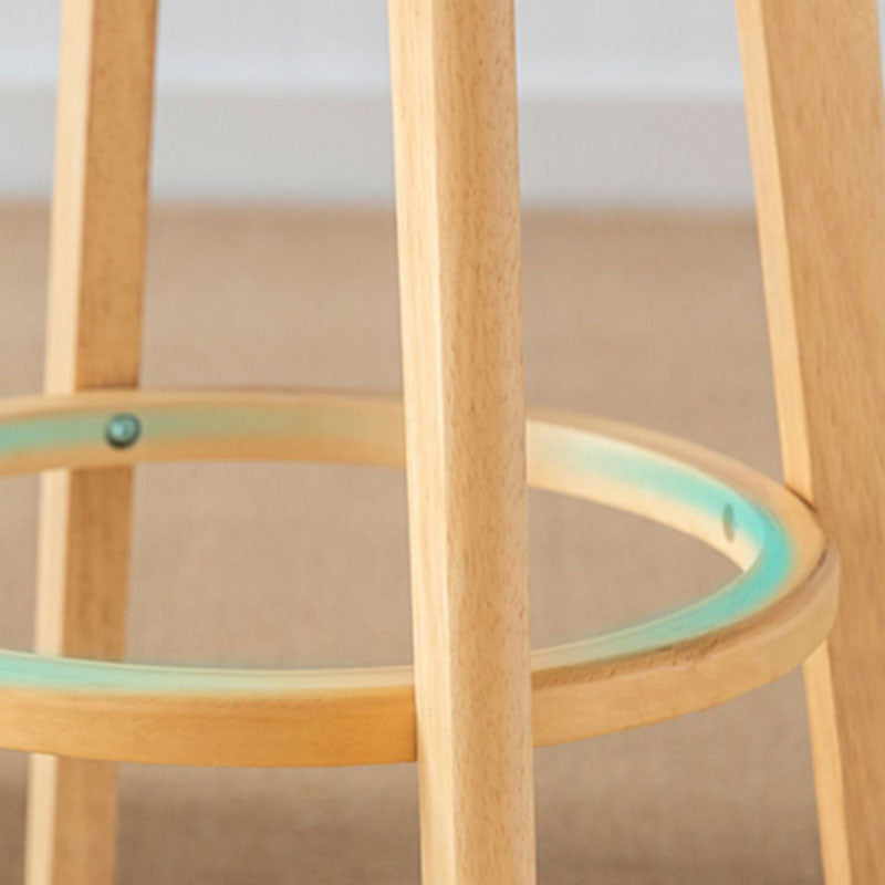 Nordic Solid Wood Bar Stools Upholstered Indoor Bar Stool with Natural Base Clearhalo 'Bar Furniture' 'Bar Stools' 'bar_stools' 'furn' 'furn_bar_stools' 'Furniture' 'Kitchen & Dining Furniture' 7321990