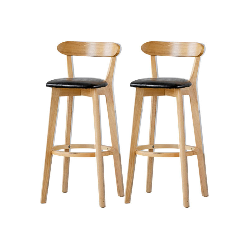 Nordic Solid Wood Bar Stools Upholstered Indoor Bar Stool with Natural Base Black 2 Piece Set Clearhalo 'Bar Furniture' 'Bar Stools' 'bar_stools' 'furn' 'furn_bar_stools' 'Furniture' 'Kitchen & Dining Furniture' 7321991