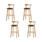 Nordic Solid Wood Bar Stools Upholstered Indoor Bar Stool with Natural Base Black 4 Piece Set Clearhalo 'Bar Furniture' 'Bar Stools' 'bar_stools' 'furn' 'furn_bar_stools' 'Furniture' 'Kitchen & Dining Furniture' 7321992