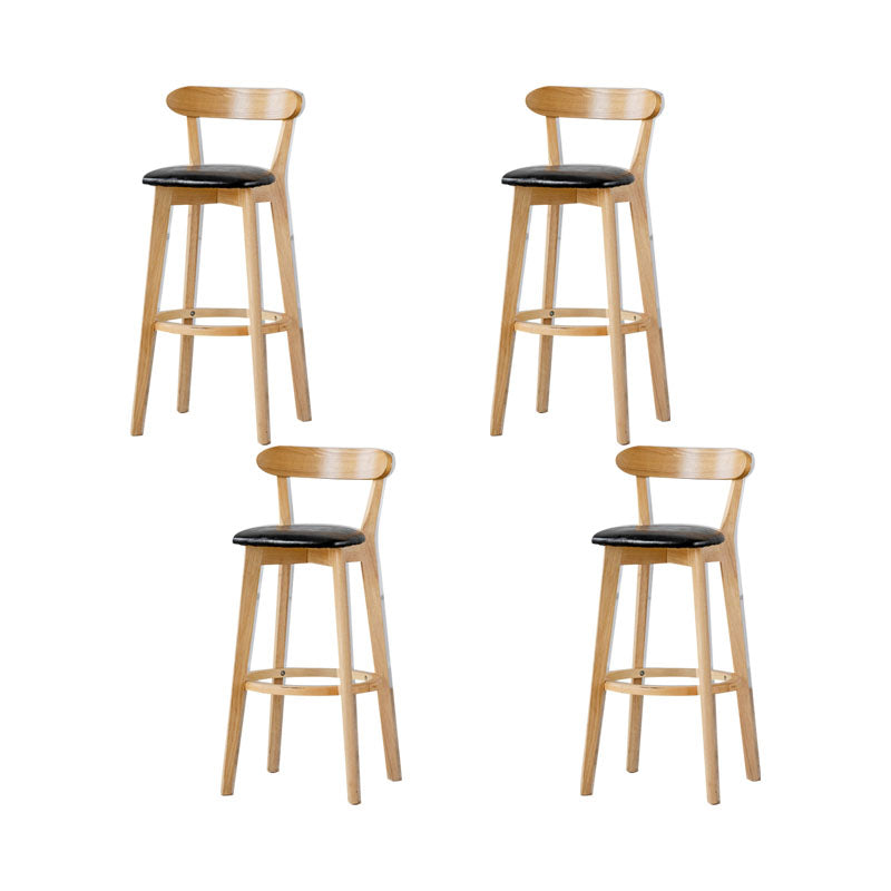 Nordic Solid Wood Bar Stools Upholstered Indoor Bar Stool with Natural Base Black 4 Piece Set Clearhalo 'Bar Furniture' 'Bar Stools' 'bar_stools' 'furn' 'furn_bar_stools' 'Furniture' 'Kitchen & Dining Furniture' 7321992