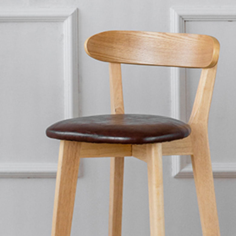 Nordic Solid Wood Bar Stools Upholstered Indoor Bar Stool with Natural Base Clearhalo 'Bar Furniture' 'Bar Stools' 'bar_stools' 'furn' 'furn_bar_stools' 'Furniture' 'Kitchen & Dining Furniture' 7321993