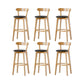 Nordic Solid Wood Bar Stools Upholstered Indoor Bar Stool with Natural Base Black 6 Piece Set Clearhalo 'Bar Furniture' 'Bar Stools' 'bar_stools' 'furn' 'furn_bar_stools' 'Furniture' 'Kitchen & Dining Furniture' 7321994