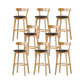 Nordic Solid Wood Bar Stools Upholstered Indoor Bar Stool with Natural Base Black 8 Piece Set Clearhalo 'Bar Furniture' 'Bar Stools' 'bar_stools' 'furn' 'furn_bar_stools' 'Furniture' 'Kitchen & Dining Furniture' 7321996