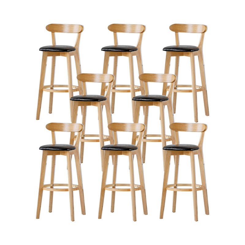 Nordic Solid Wood Bar Stools Upholstered Indoor Bar Stool with Natural Base Black 8 Piece Set Clearhalo 'Bar Furniture' 'Bar Stools' 'bar_stools' 'furn' 'furn_bar_stools' 'Furniture' 'Kitchen & Dining Furniture' 7321996