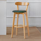 Nordic Solid Wood Bar Stools Upholstered Indoor Bar Stool with Natural Base Blackish Green 1 Piece Clearhalo 'Bar Furniture' 'Bar Stools' 'bar_stools' 'furn' 'furn_bar_stools' 'Furniture' 'Kitchen & Dining Furniture' 7321997