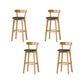 Nordic Solid Wood Bar Stools Upholstered Indoor Bar Stool with Natural Base Blackish Green 4 Piece Set Clearhalo 'Bar Furniture' 'Bar Stools' 'bar_stools' 'furn' 'furn_bar_stools' 'Furniture' 'Kitchen & Dining Furniture' 7321999