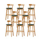 Nordic Solid Wood Bar Stools Upholstered Indoor Bar Stool with Natural Base Blackish Green 8 Piece Set Clearhalo 'Bar Furniture' 'Bar Stools' 'bar_stools' 'furn' 'furn_bar_stools' 'Furniture' 'Kitchen & Dining Furniture' 7322001