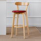 Nordic Solid Wood Bar Stools Upholstered Indoor Bar Stool with Natural Base Red 1 Piece Clearhalo 'Bar Furniture' 'Bar Stools' 'bar_stools' 'furn' 'furn_bar_stools' 'Furniture' 'Kitchen & Dining Furniture' 7322002