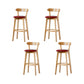 Nordic Solid Wood Bar Stools Upholstered Indoor Bar Stool with Natural Base Red 4 Piece Set Clearhalo 'Bar Furniture' 'Bar Stools' 'bar_stools' 'furn' 'furn_bar_stools' 'Furniture' 'Kitchen & Dining Furniture' 7322004