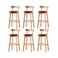 Nordic Solid Wood Bar Stools Upholstered Indoor Bar Stool with Natural Base Red 6 Piece Set Clearhalo 'Bar Furniture' 'Bar Stools' 'bar_stools' 'furn' 'furn_bar_stools' 'Furniture' 'Kitchen & Dining Furniture' 7322005