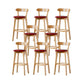 Nordic Solid Wood Bar Stools Upholstered Indoor Bar Stool with Natural Base Red 8 Piece Set Clearhalo 'Bar Furniture' 'Bar Stools' 'bar_stools' 'furn' 'furn_bar_stools' 'Furniture' 'Kitchen & Dining Furniture' 7322006