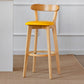 Nordic Solid Wood Bar Stools Upholstered Indoor Bar Stool with Natural Base Yellow 1 Piece Clearhalo 'Bar Furniture' 'Bar Stools' 'bar_stools' 'furn' 'furn_bar_stools' 'Furniture' 'Kitchen & Dining Furniture' 7322007