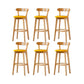 Nordic Solid Wood Bar Stools Upholstered Indoor Bar Stool with Natural Base Yellow 6 Piece Set Clearhalo 'Bar Furniture' 'Bar Stools' 'bar_stools' 'furn' 'furn_bar_stools' 'Furniture' 'Kitchen & Dining Furniture' 7322010