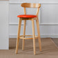 Nordic Solid Wood Bar Stools Upholstered Indoor Bar Stool with Natural Base Orange 1 Piece Clearhalo 'Bar Furniture' 'Bar Stools' 'bar_stools' 'furn' 'furn_bar_stools' 'Furniture' 'Kitchen & Dining Furniture' 7322012