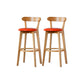 Nordic Solid Wood Bar Stools Upholstered Indoor Bar Stool with Natural Base Orange 2 Piece Set Clearhalo 'Bar Furniture' 'Bar Stools' 'bar_stools' 'furn' 'furn_bar_stools' 'Furniture' 'Kitchen & Dining Furniture' 7322013