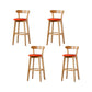 Nordic Solid Wood Bar Stools Upholstered Indoor Bar Stool with Natural Base Orange 4 Piece Set Clearhalo 'Bar Furniture' 'Bar Stools' 'bar_stools' 'furn' 'furn_bar_stools' 'Furniture' 'Kitchen & Dining Furniture' 7322014