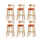Nordic Solid Wood Bar Stools Upholstered Indoor Bar Stool with Natural Base Orange 6 Piece Set Clearhalo 'Bar Furniture' 'Bar Stools' 'bar_stools' 'furn' 'furn_bar_stools' 'Furniture' 'Kitchen & Dining Furniture' 7322015