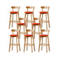 Nordic Solid Wood Bar Stools Upholstered Indoor Bar Stool with Natural Base Orange 8 Piece Set Clearhalo 'Bar Furniture' 'Bar Stools' 'bar_stools' 'furn' 'furn_bar_stools' 'Furniture' 'Kitchen & Dining Furniture' 7322016