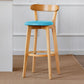 Nordic Solid Wood Bar Stools Upholstered Indoor Bar Stool with Natural Base Lake Blue 1 Piece Clearhalo 'Bar Furniture' 'Bar Stools' 'bar_stools' 'furn' 'furn_bar_stools' 'Furniture' 'Kitchen & Dining Furniture' 7322017