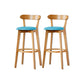 Nordic Solid Wood Bar Stools Upholstered Indoor Bar Stool with Natural Base Lake Blue 2 Piece Set Clearhalo 'Bar Furniture' 'Bar Stools' 'bar_stools' 'furn' 'furn_bar_stools' 'Furniture' 'Kitchen & Dining Furniture' 7322018