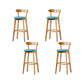 Nordic Solid Wood Bar Stools Upholstered Indoor Bar Stool with Natural Base Lake Blue 4 Piece Set Clearhalo 'Bar Furniture' 'Bar Stools' 'bar_stools' 'furn' 'furn_bar_stools' 'Furniture' 'Kitchen & Dining Furniture' 7322019