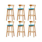 Nordic Solid Wood Bar Stools Upholstered Indoor Bar Stool with Natural Base Lake Blue 6 Piece Set Clearhalo 'Bar Furniture' 'Bar Stools' 'bar_stools' 'furn' 'furn_bar_stools' 'Furniture' 'Kitchen & Dining Furniture' 7322020