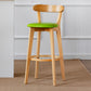 Nordic Solid Wood Bar Stools Upholstered Indoor Bar Stool with Natural Base Fruit Green 1 Piece Clearhalo 'Bar Furniture' 'Bar Stools' 'bar_stools' 'furn' 'furn_bar_stools' 'Furniture' 'Kitchen & Dining Furniture' 7322022