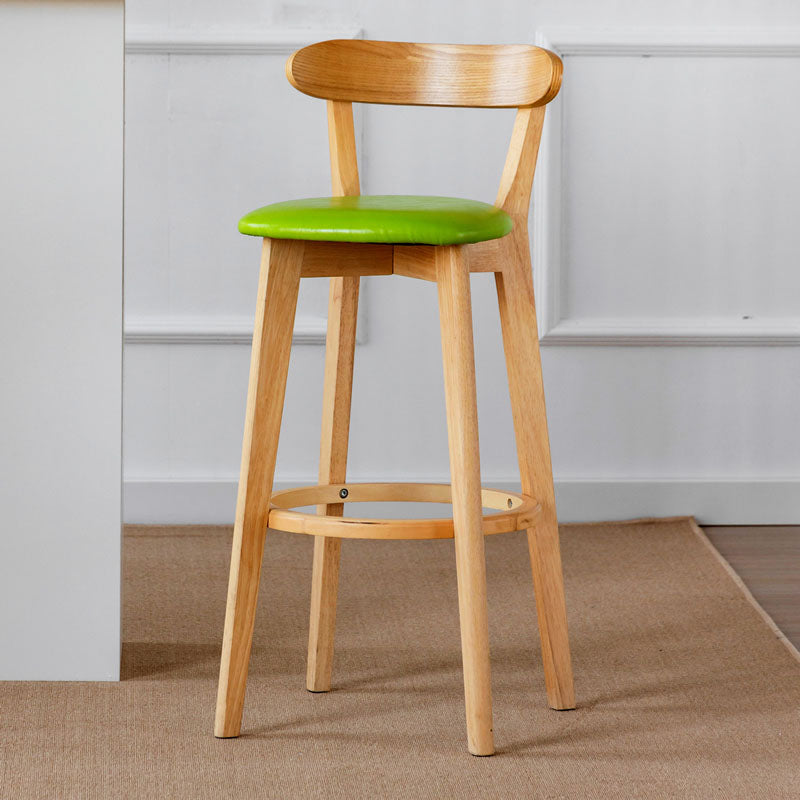 Nordic Solid Wood Bar Stools Upholstered Indoor Bar Stool with Natural Base Fruit Green 1 Piece Clearhalo 'Bar Furniture' 'Bar Stools' 'bar_stools' 'furn' 'furn_bar_stools' 'Furniture' 'Kitchen & Dining Furniture' 7322022