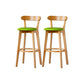 Nordic Solid Wood Bar Stools Upholstered Indoor Bar Stool with Natural Base Fruit Green 2 Piece Set Clearhalo 'Bar Furniture' 'Bar Stools' 'bar_stools' 'furn' 'furn_bar_stools' 'Furniture' 'Kitchen & Dining Furniture' 7322023