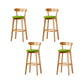 Nordic Solid Wood Bar Stools Upholstered Indoor Bar Stool with Natural Base Fruit Green 4 Piece Set Clearhalo 'Bar Furniture' 'Bar Stools' 'bar_stools' 'furn' 'furn_bar_stools' 'Furniture' 'Kitchen & Dining Furniture' 7322024
