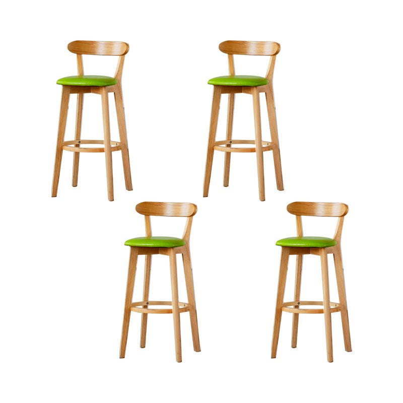 Nordic Solid Wood Bar Stools Upholstered Indoor Bar Stool with Natural Base Fruit Green 4 Piece Set Clearhalo 'Bar Furniture' 'Bar Stools' 'bar_stools' 'furn' 'furn_bar_stools' 'Furniture' 'Kitchen & Dining Furniture' 7322024