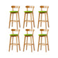 Nordic Solid Wood Bar Stools Upholstered Indoor Bar Stool with Natural Base Fruit Green 6 Piece Set Clearhalo 'Bar Furniture' 'Bar Stools' 'bar_stools' 'furn' 'furn_bar_stools' 'Furniture' 'Kitchen & Dining Furniture' 7322025