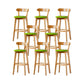 Nordic Solid Wood Bar Stools Upholstered Indoor Bar Stool with Natural Base Fruit Green 8 Piece Set Clearhalo 'Bar Furniture' 'Bar Stools' 'bar_stools' 'furn' 'furn_bar_stools' 'Furniture' 'Kitchen & Dining Furniture' 7322026