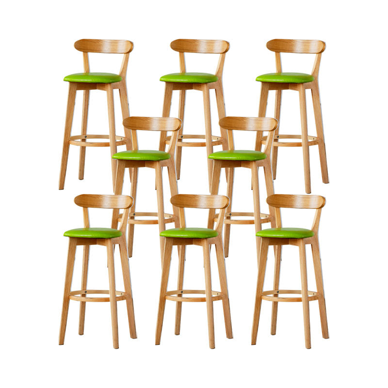 Nordic Solid Wood Bar Stools Upholstered Indoor Bar Stool with Natural Base Fruit Green 8 Piece Set Clearhalo 'Bar Furniture' 'Bar Stools' 'bar_stools' 'furn' 'furn_bar_stools' 'Furniture' 'Kitchen & Dining Furniture' 7322026