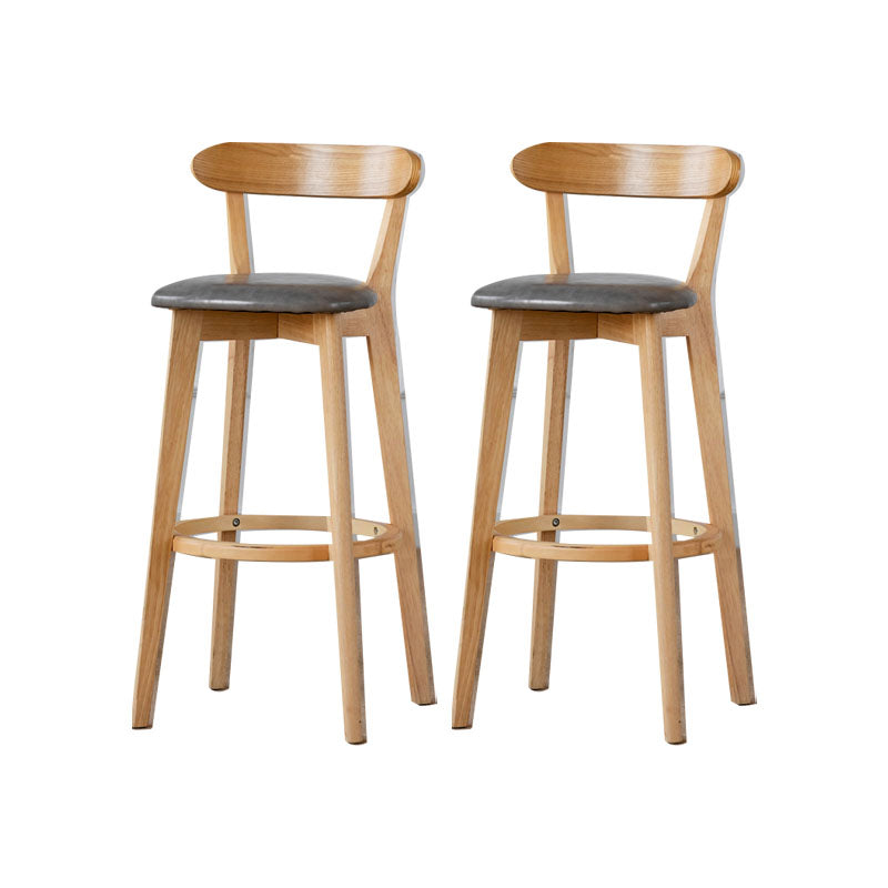 Nordic Solid Wood Bar Stools Upholstered Indoor Bar Stool with Natural Base Grey 2 Piece Set Clearhalo 'Bar Furniture' 'Bar Stools' 'bar_stools' 'furn' 'furn_bar_stools' 'Furniture' 'Kitchen & Dining Furniture' 7322028