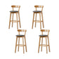 Nordic Solid Wood Bar Stools Upholstered Indoor Bar Stool with Natural Base Grey 4 Piece Set Clearhalo 'Bar Furniture' 'Bar Stools' 'bar_stools' 'furn' 'furn_bar_stools' 'Furniture' 'Kitchen & Dining Furniture' 7322029