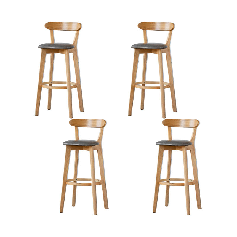 Nordic Solid Wood Bar Stools Upholstered Indoor Bar Stool with Natural Base Grey 4 Piece Set Clearhalo 'Bar Furniture' 'Bar Stools' 'bar_stools' 'furn' 'furn_bar_stools' 'Furniture' 'Kitchen & Dining Furniture' 7322029
