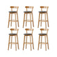 Nordic Solid Wood Bar Stools Upholstered Indoor Bar Stool with Natural Base Grey 6 Piece Set Clearhalo 'Bar Furniture' 'Bar Stools' 'bar_stools' 'furn' 'furn_bar_stools' 'Furniture' 'Kitchen & Dining Furniture' 7322030