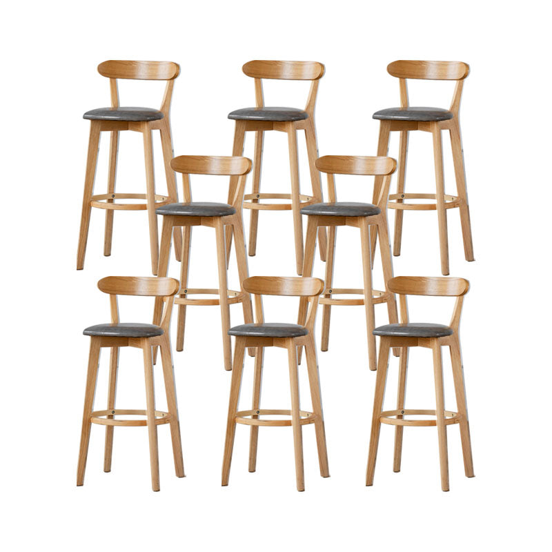 Nordic Solid Wood Bar Stools Upholstered Indoor Bar Stool with Natural Base Grey 8 Piece Set Clearhalo 'Bar Furniture' 'Bar Stools' 'bar_stools' 'furn' 'furn_bar_stools' 'Furniture' 'Kitchen & Dining Furniture' 7322031